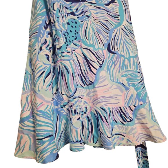 LILLY PULITZER NWT Rilla Wrap Romper in Bermuda Blue Fishful Thinking Size L - Picture 13 of 16